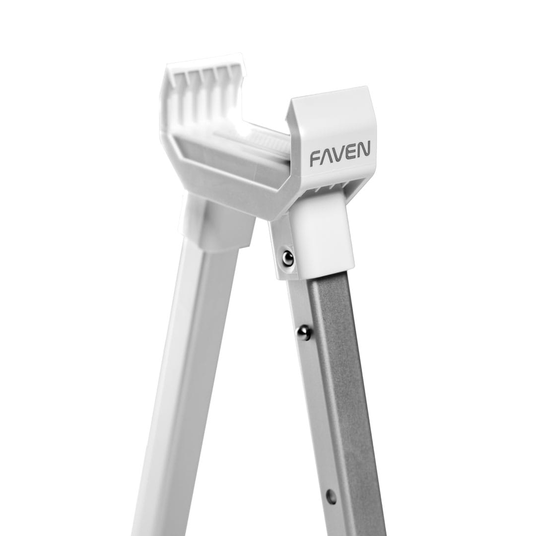 The top section of an adjustable under canopy LED lighting stand shown here with the Faven logo forward in front of a white background.