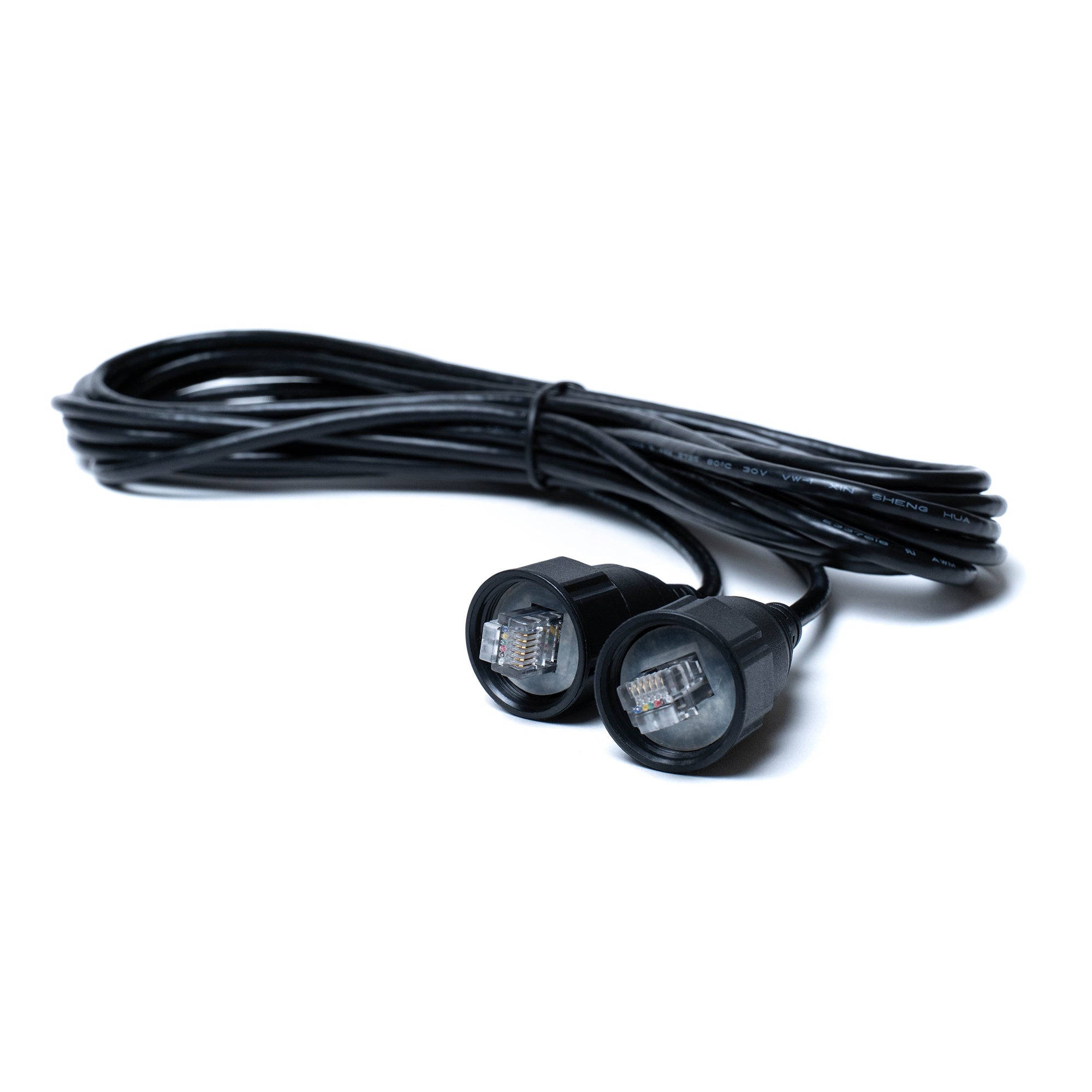 Female communication port cables built to extend and protect RJ12 signal lines inside sealed grow room environments.